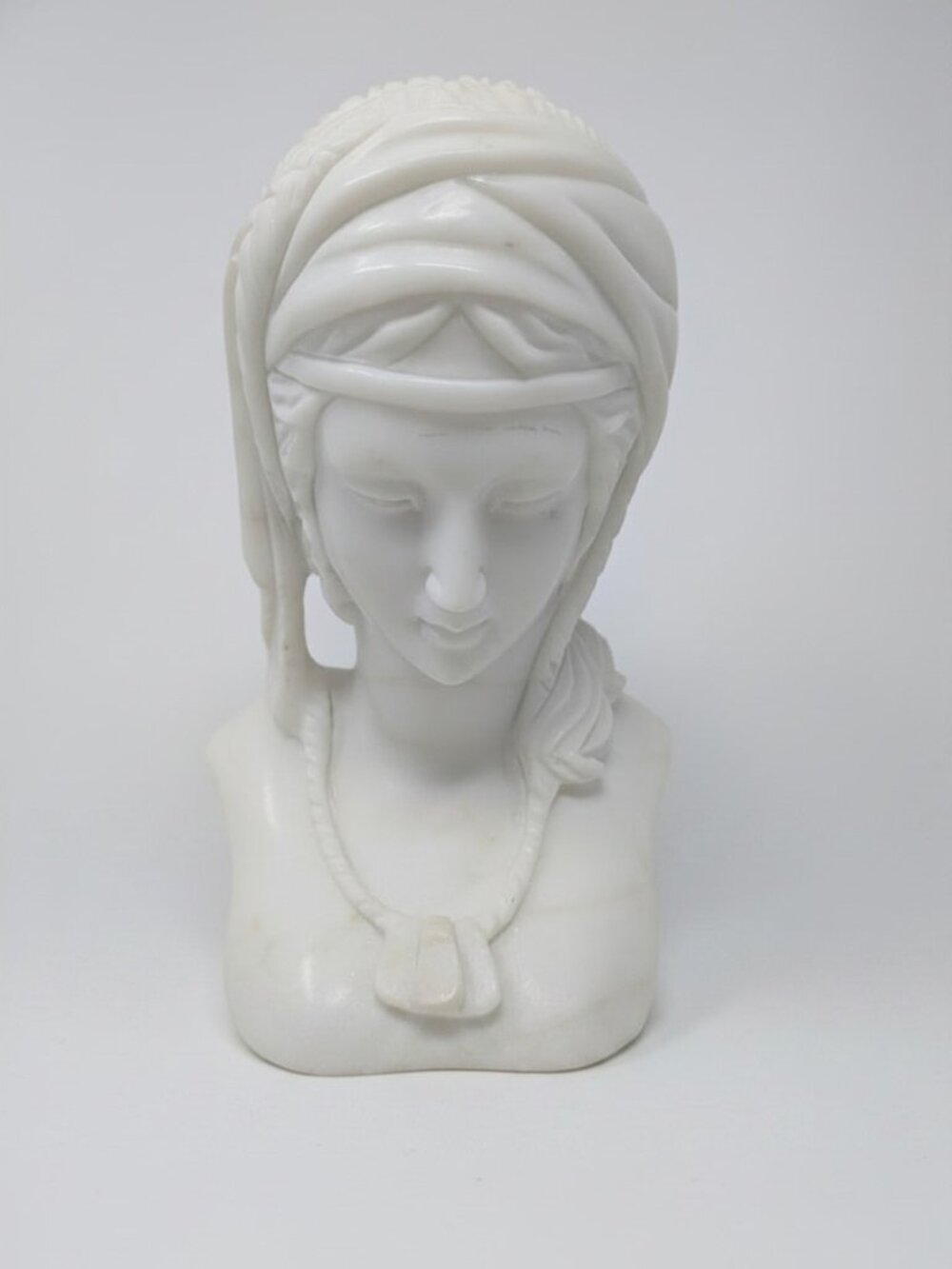 Antique Italian "Bedouin Princess" Marble Bust: Orientalist Period